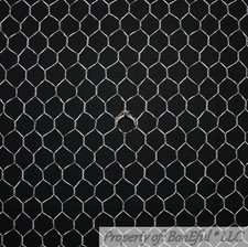 BonEful FABRIC FQ Cotton Quilt Black White Silver B&W Chicken Cage Barbed Wire S