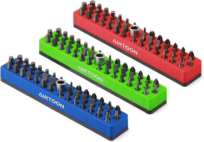 1/4'' Magnetic Hex Bit Holder 43 Holes Bit Storage with Strong Magnetic Base 3PCS