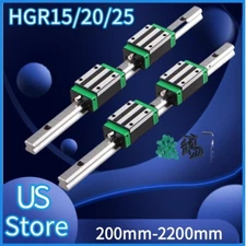 2PCS HGR15/HGR20/HGR25  Linear Guide Rail 200-2200mm+4PCS HGH15/20CA Slide Block