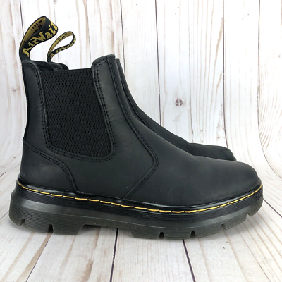 Dr Martens Embury Ankle Boots Chelsea Pull On Black Leather Womens Size