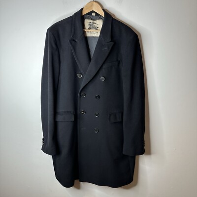 Burberry London Black Wool Blend Pea Coat Mens Sz 58 Classic
