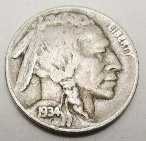 1934 P INDIAN HEAD "BUFFALO" NICKEL AVE CIRCULATED **FREE SHIPPING**