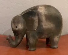Wood Elephant Decorative Object / 12" L x 9" H