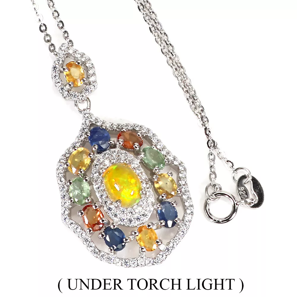 Opal and shop sapphire necklace