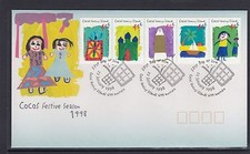 COCOS Islands 1998 CHILDREN's ART Strip set of 5 on FDC  -