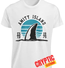 Amity Island 1975 T SHIRT S-3XL Quints Shark Fishing Vintage Jaws Movie GIFT TEE