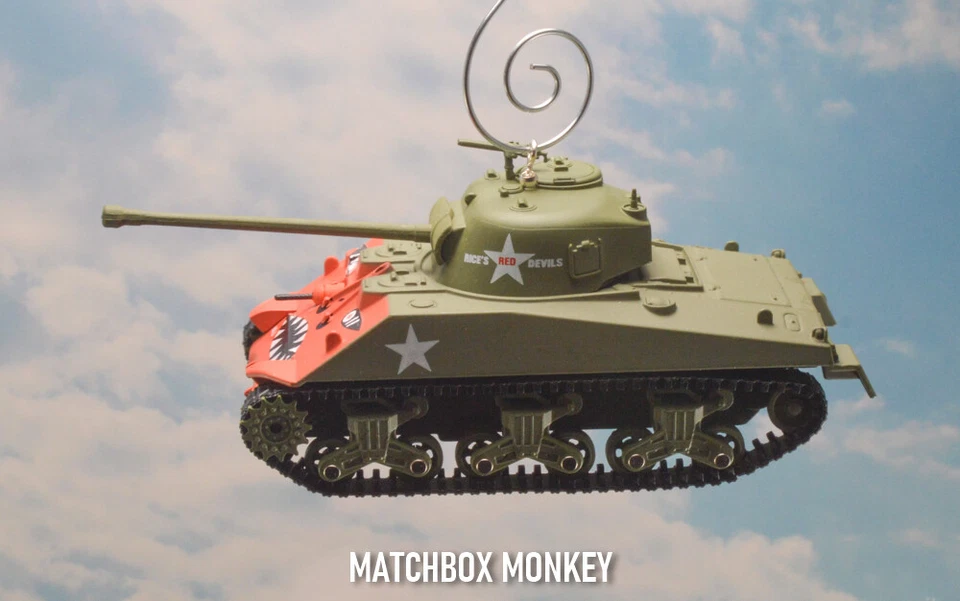1952 USA Sherman M4 Tank Korean War WWII Custom Christmas Ornament Red Devils - Image 2 of 4