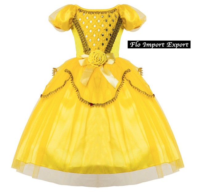 La Bella e La Bestia Vestito Carnevale Maschera Belle Cosplay Girl Dress BEAB07