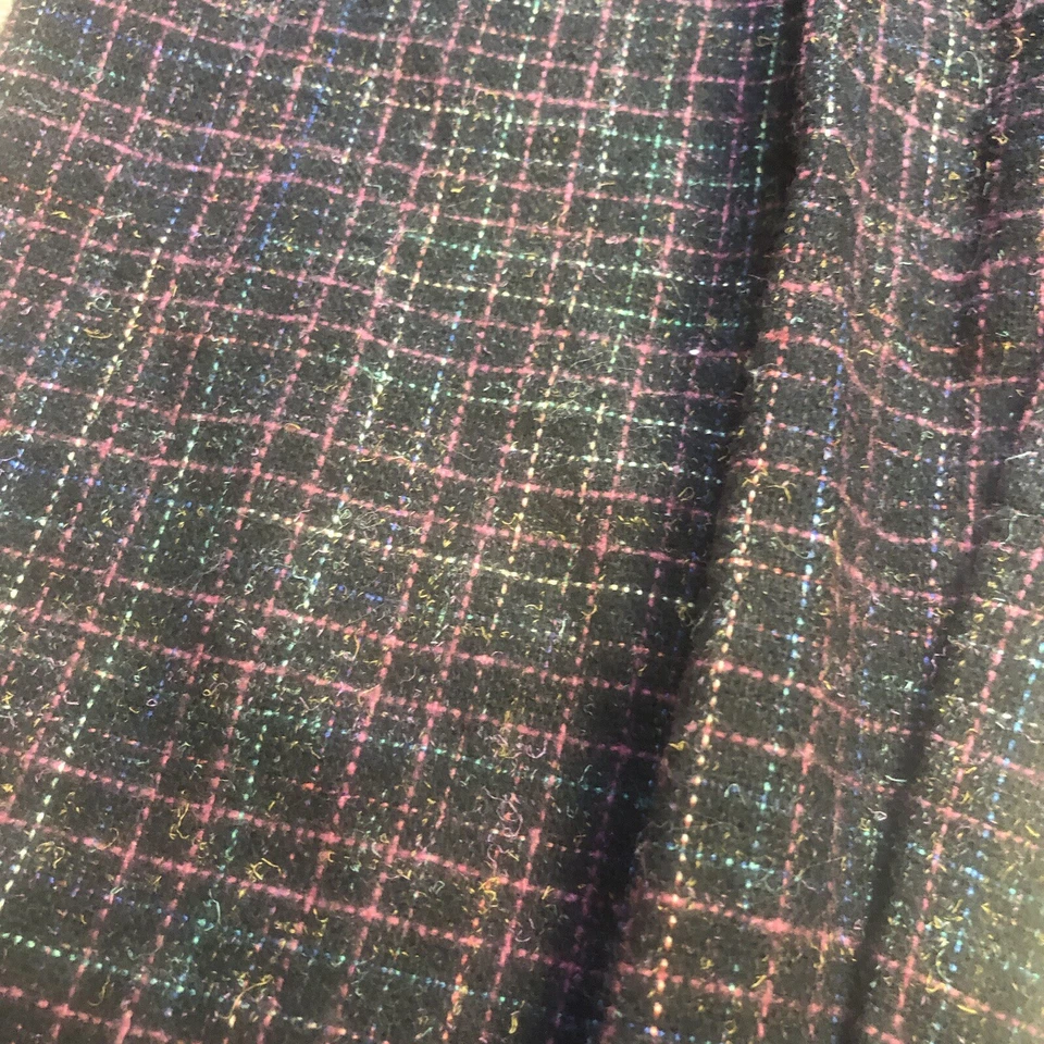 VTG 80s B’way Jrs Wool Plaid Pants Womens Size 3 XS Black Multicolor High Rise - Image 2 of 4