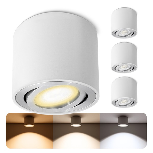 4X CELI-2W Aufbaustrahler Schwenkbar Rund Weiß Spot Led GU10 Lumiflex Deckenspot-image