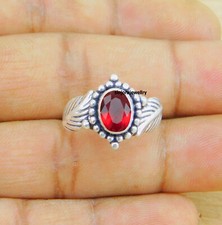 Anello con pietre preziose granato in argento sterling 925 fatto a mano regal...
