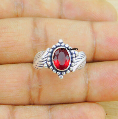 Garnet Gemstone ring 925 sterling silver handmade Gift US size 5 to 10