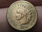 1876 Indian Head One Cent Penny- Fine Details, Partial LIBERTY