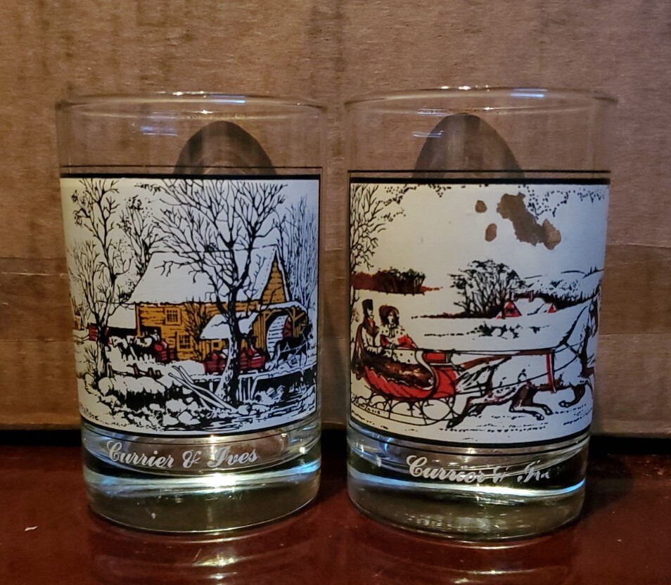 Arby's Collector's Series 1978 Currier & Ives Christmas Glasses