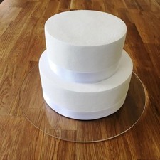 Round Cake Board, Clear Gloss Finish 3mm Acrylic, Sizes 7" 9" 11" 13" 15" 17"