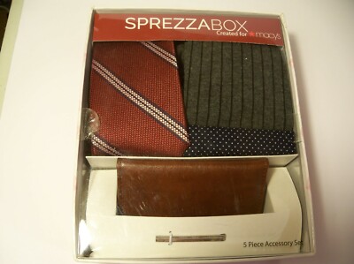 SPEZZA BOX MACYS TIE, WALLET,  SOCKS, TIE CLIP, POCKET SQUARE