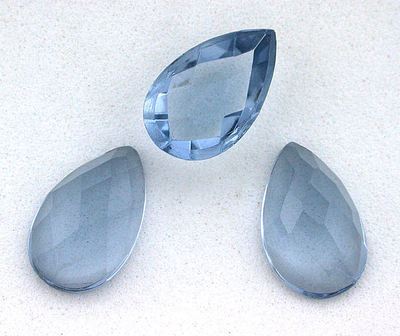 Two 13x8 Pear Facet Flat Bottom Lab Quartz Blue Sapphire Color Cabochon Gem T3A6