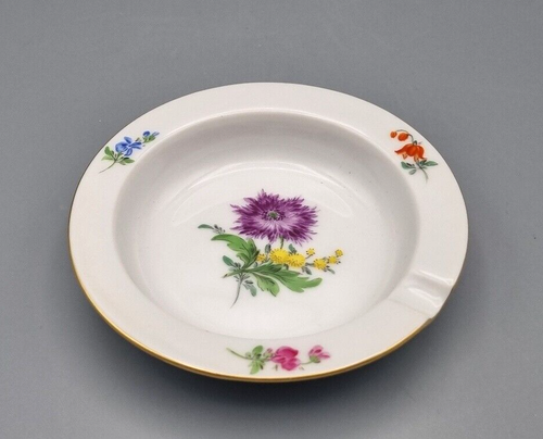 Cenicero de porcelana Meissen cenicero, flores ramo flores, pintura a mano, oro - Imagen 2 de 5