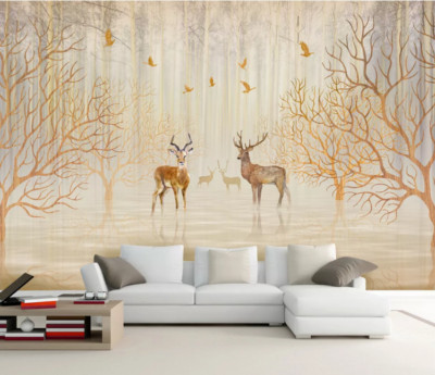 3D Tree Branch Deer 44777NA Wallpaper Wall Murals Removable Wallpaper Fay