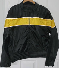 AllState Leather Motorcycle Black Yellow Jack...