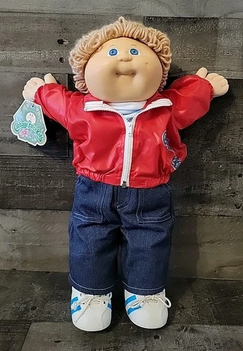 Cabbage Patch Kids Blonde Curly Hair Blue Eyed Boy 1982 Windbreaker & Jeans