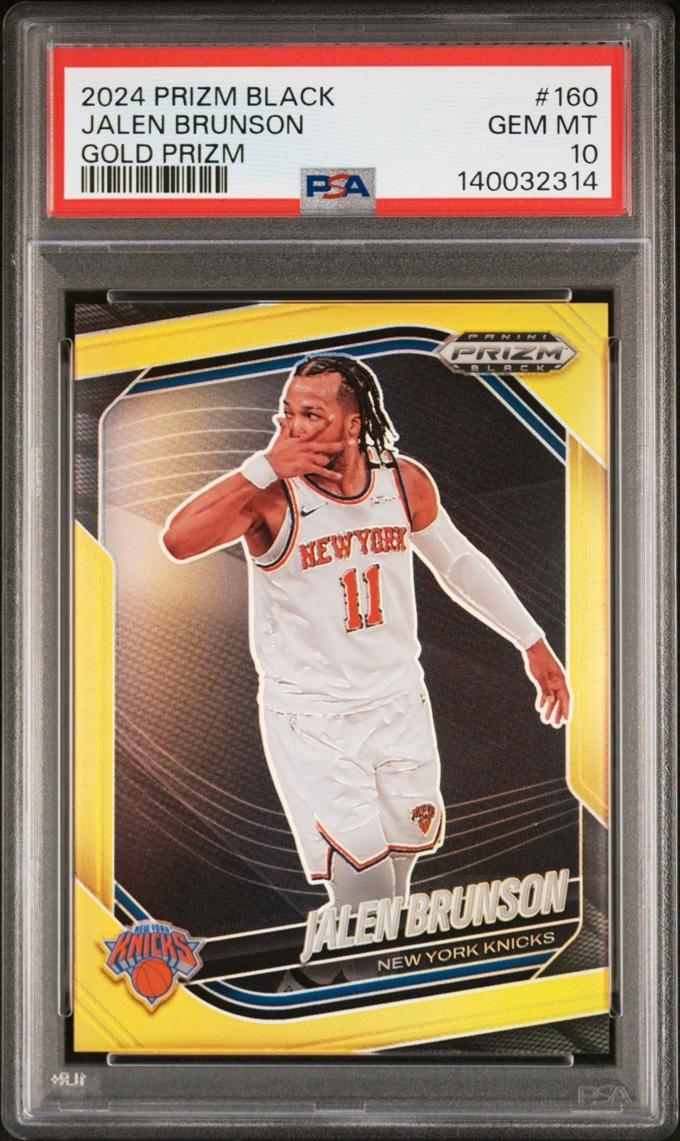 2024-25 Panini Prizm Black Jalen Brunson Gold Prizm /10 #160 PSA 10 Knicks