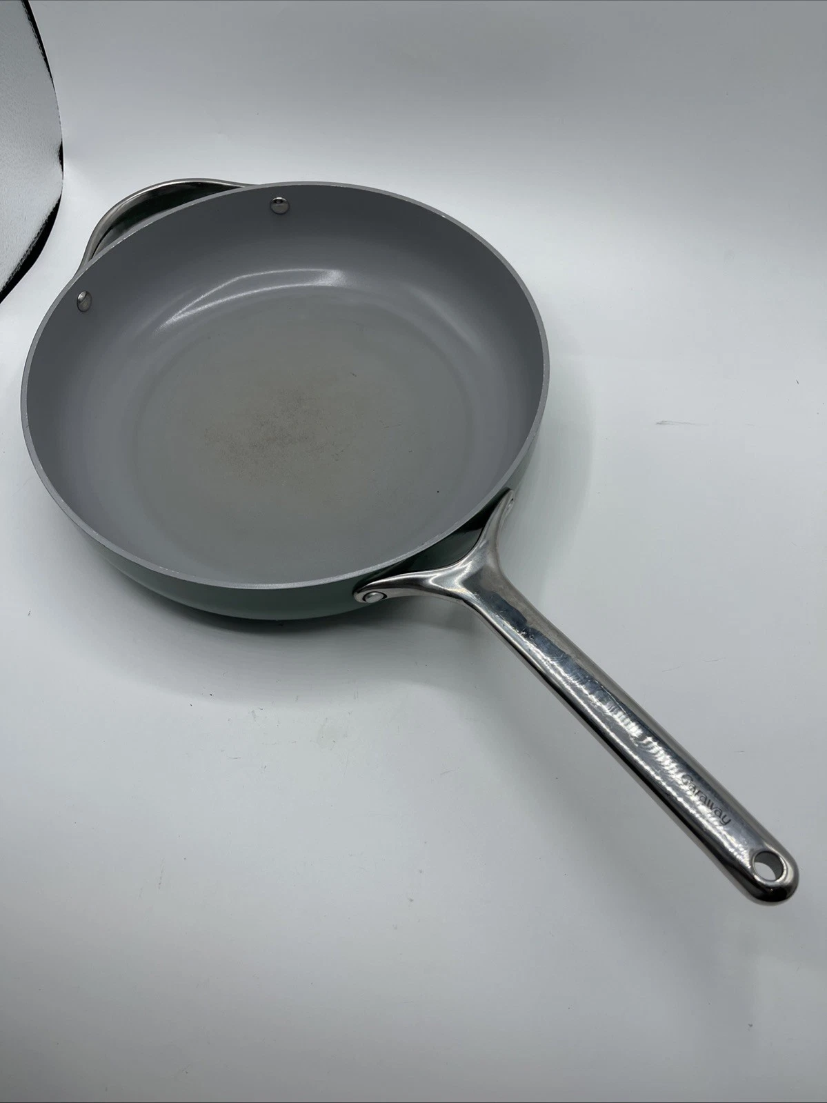 Lightly Used Caraway Non-Stick Ceramic 11.75” Fry Pan Eco-Friendly in SAGE GREEN