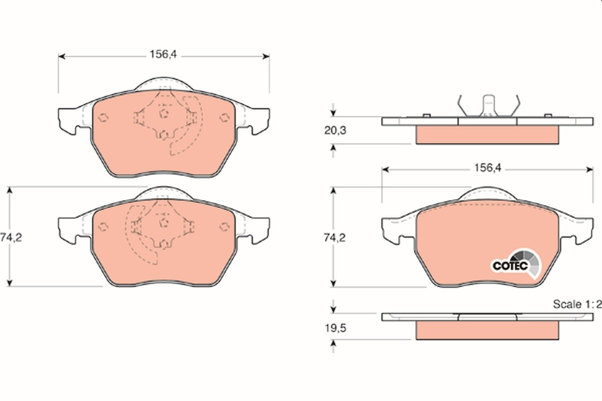 Front TRW-OE GDB1376 Brake Pad Set, disc brake for AUDI,VW