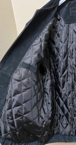 John Ashford Black Suede Leather Padded Jacket Zip Up Men's Size L - Picture 11 of 13