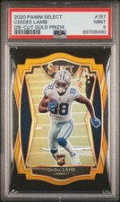 2020 Panini Select Ceedee Lamb #157 Die Cut Gold Prizm PSA 9
