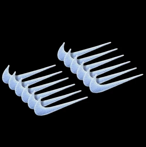 White Swoosh Embroidered Swoosh Embroidered Logo Iron On 2.5" Size Pack of 12 - Image 2 of 3