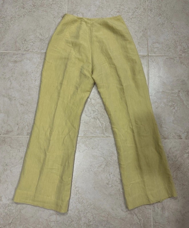 Yellow Linen Wide Leg Lined Pants Size Medium