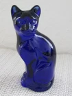 Fenton Glass Cobalt Blue Stylized Cat #5065 Figurine