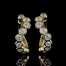 14k Yellow Gold Plated Round Cut Simulated Diamond Women's Huggie Hoop Earrings