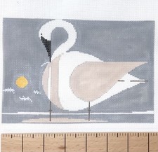 Meredith Collection Hand painted Needlepoint Charley Harper Trumpeter Swan 13ct
