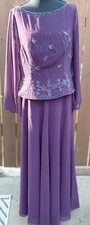 Jade By Jasmine Womens Two Piece Dress Size 10 Purple Bridal Beaded Boat Neck