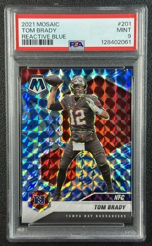 TOM BRADY PSA 9 2021 PANINI MOSAIC #201 PRIZM REACTIVE BLUE BUCCANEERS 2061