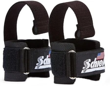 Schiek 1000DLS Lightweight Power Lifting Straps with Dowel, Black, Size Small