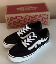 VANS BROOKLYN SNEAKER YOUTH GIRL BIG KIDS 4 FLOWER EMBROIDERY LOW TOP NWB