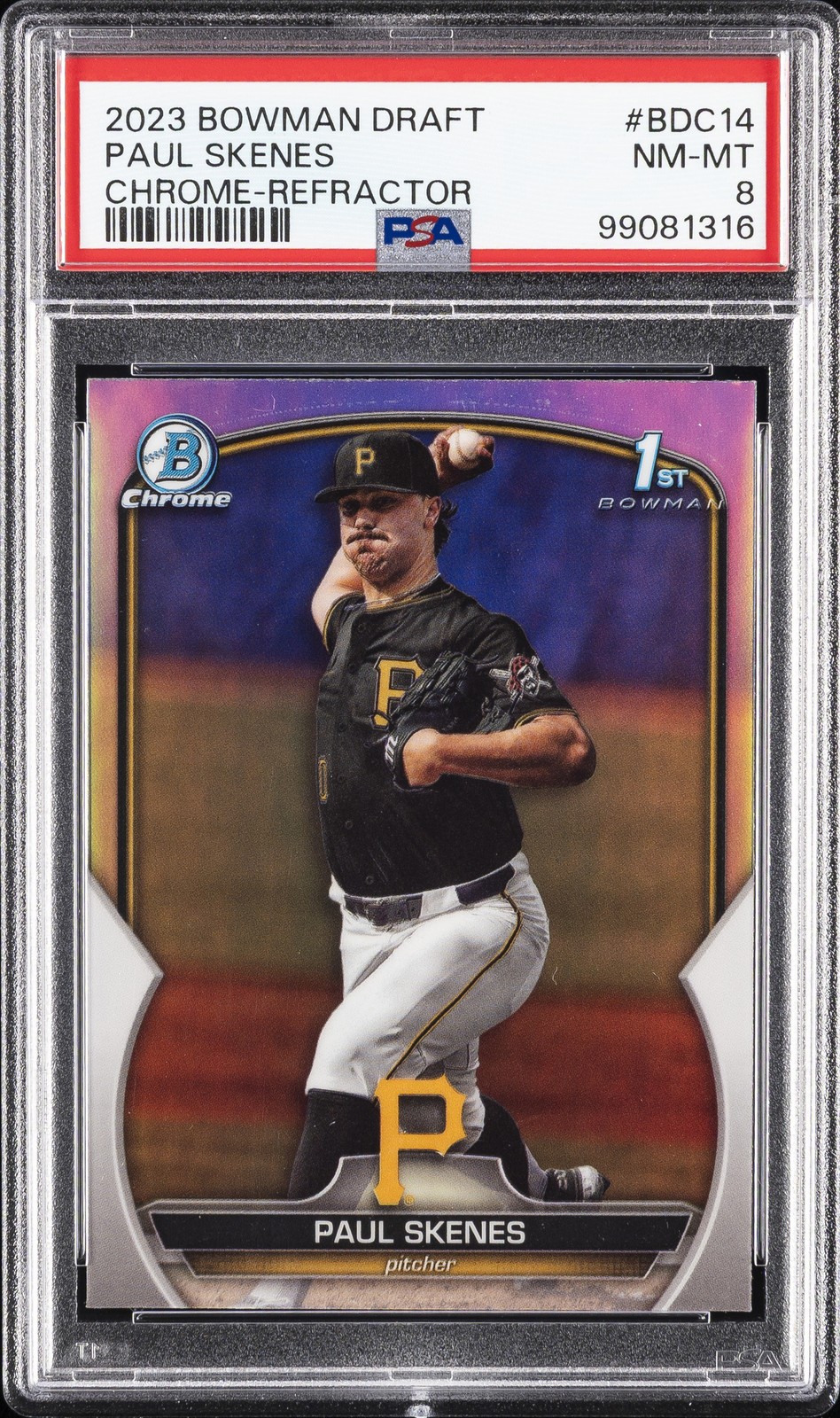 2023 BOWMAN DRAFT CHROME-REFRACTOR #BDC14 PAUL SKENES PSA 8