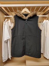 MARMOT GILET JACKET XLARGE BLACK FAUX FUR HOOD hiking SOFTSHELL FLEECE WOMENS