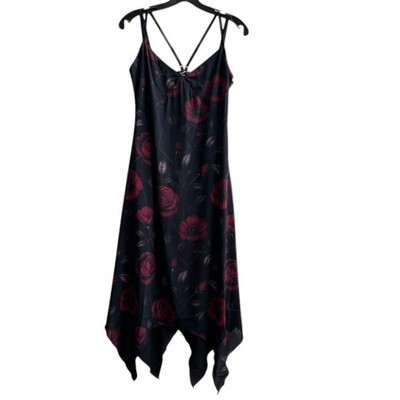 Killstar Black Rose Gothic Dress Handkerchief Hem Women's Small Whimsigoth Magic