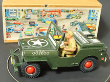 Alter Arnold US Jeep 2600 Militär Blech Auto Karton 2650 Blechspielzeug Soldat