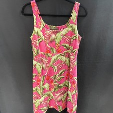 Tommy Bahama Dress Tropical Floral Pink Sleeveless Size Medium