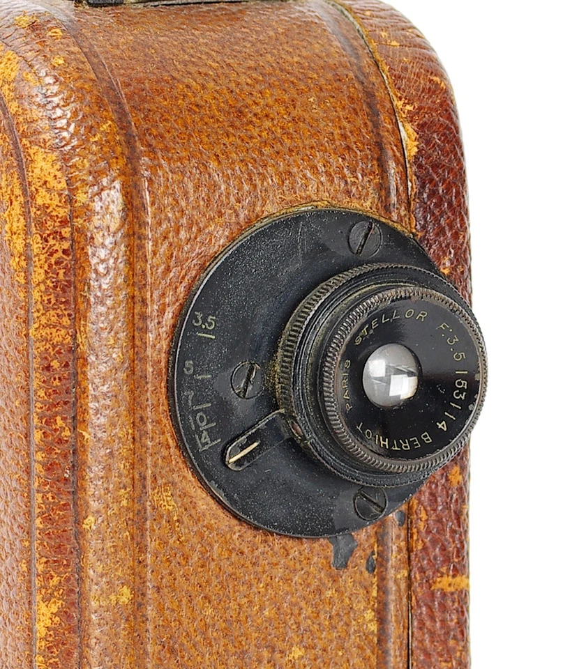 Cámara de Cine Pathe Baby con Berthiot Stellor 3.5 Cuero Marrón De Colección Nº062513 Foto 3 de 4
