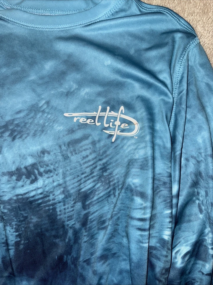 Camisa de manga larga "Reef Life" de segunda mano para hombre talla M tema azul océano. Nº 475 Foto 2 de 3