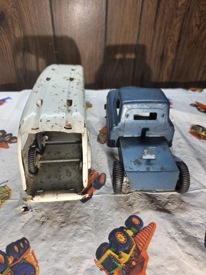 Camión de transporte automático vintage Marx años 50 acero prensado 21" de largo Foto 4 de 4