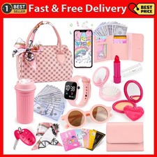 Play Purse for Little Girls, 32PCS Toddler Purse with Pretend Makeup for Kids, 3
