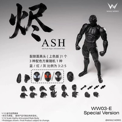 Whale Works WW03E ASH Black Skin Special Version 1/12 Male Action Figure Body