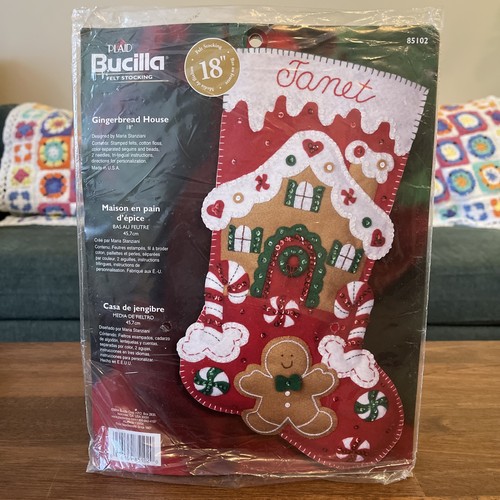 Bucilla Gingerbread House Felt Christmas Stocking Embroidery Kit 85102 READ